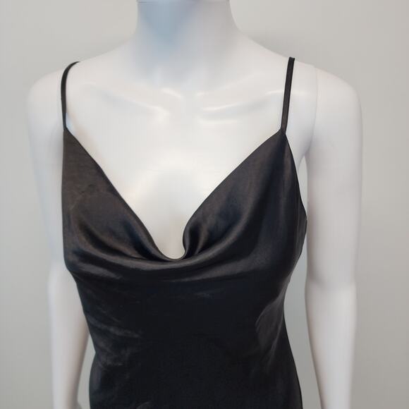 Endless Rose Satin Cowl Neck Mini Slip Dress Size XS Black Y2K Sexy Evening LBD - Picture 2 of 16